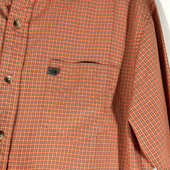 The North Face Orange Plaid Button-Down Short Sleeve Shirt - Picture 4 of 6